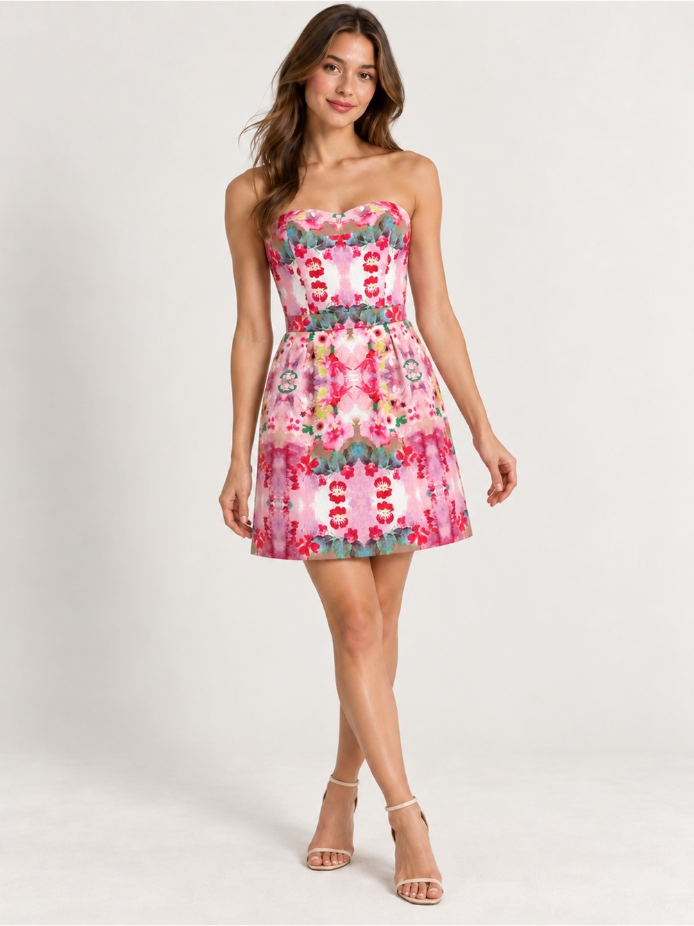 Ali Ro Barosa Watercolor Floral Strapless Cutout Mini Dress Size 0